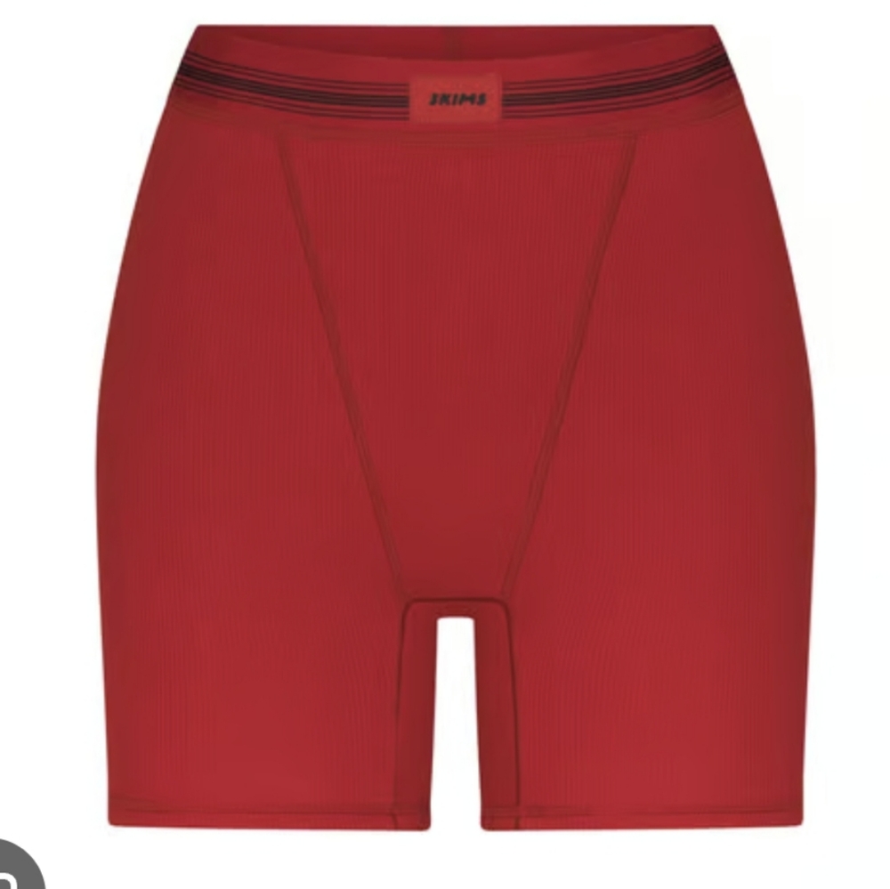 SKIMS - COTTON RIB BOXER (BRICK MULTI)